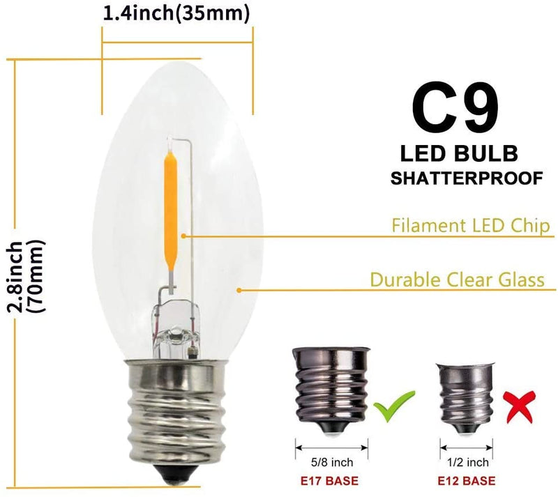 C9 Smooth Filament LED Bulbs (25 Per Bag) - ProEx Lights